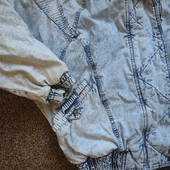 Vintage 80's Puffer Acid Wash Coat sz M East West Panda - Picture 4 of 12